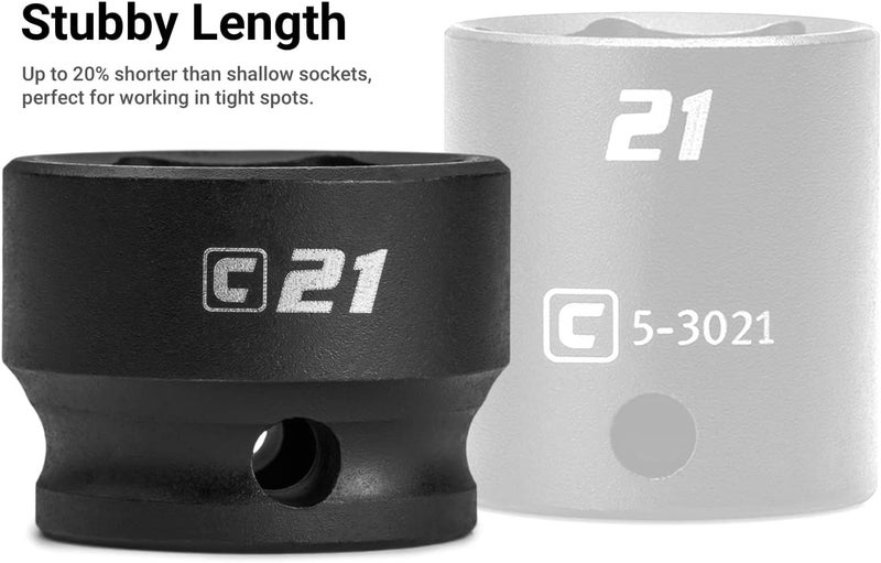 Capri Tools 14 mm Stubby Impact Socket, 1/2 in. Drive, 6-Point, Metric - Image 3